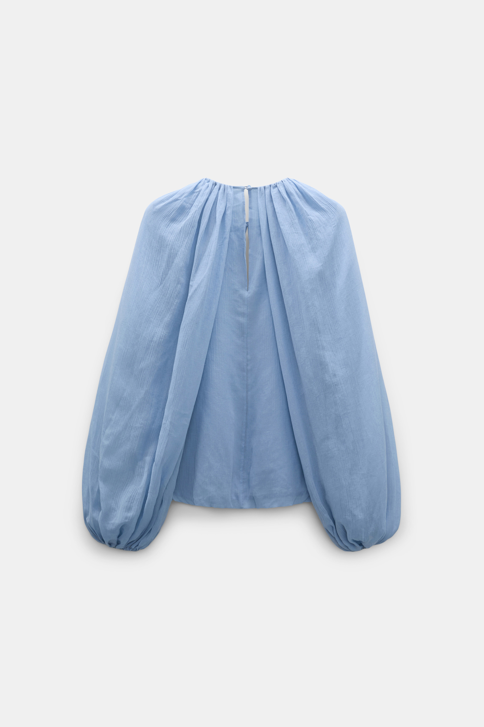 Dorothee Schumacher Blouse and scarf set in cotton-silk crinkle georgette mineral blue