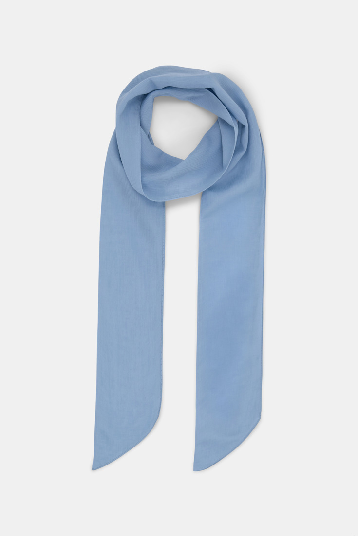 Dorothee Schumacher Blouse and scarf set in cotton-silk crinkle georgette mineral blue