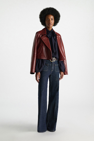 Dorothee Schumacher Blouse and scarf set in cotton-silk crinkle georgette dark navy