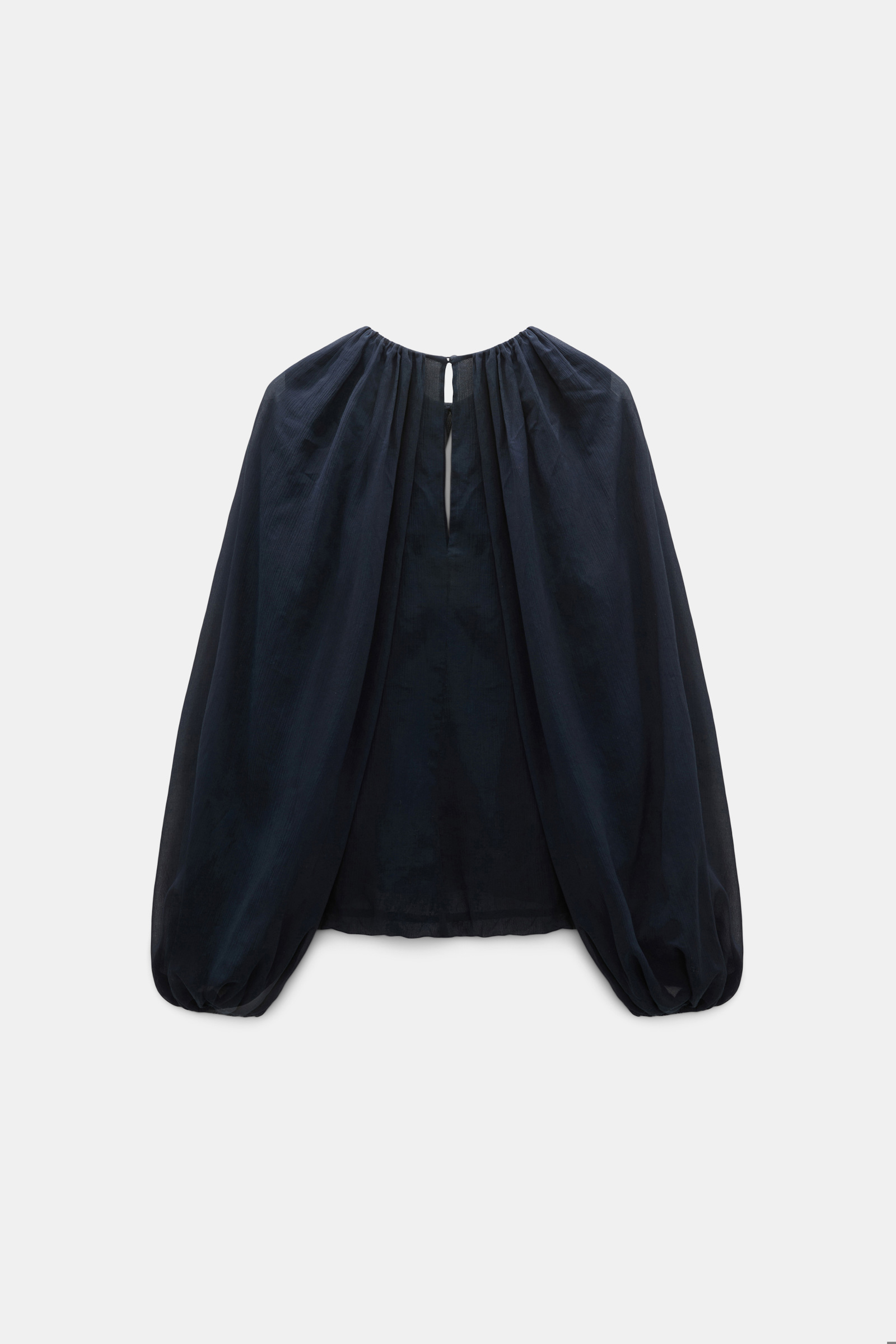 Dorothee Schumacher Blouse and scarf set in cotton-silk crinkle georgette dark navy