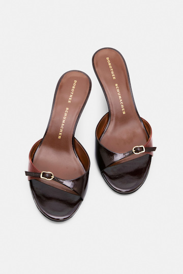 Dorothee Schumacher Buckle strap kitten heels bordeaux/rust/tan mix