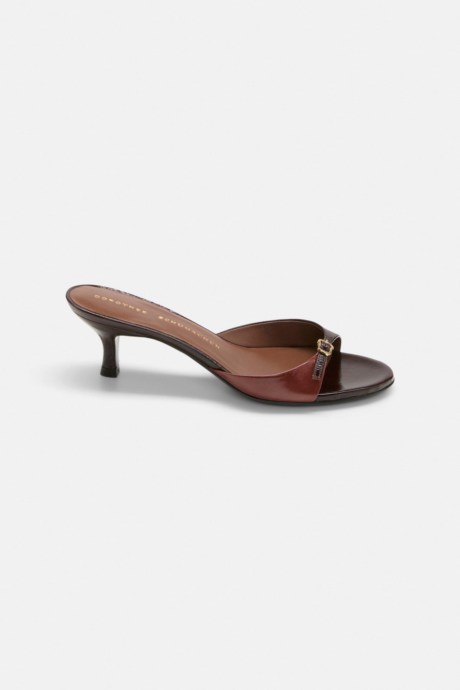 Dorothee Schumacher Buckle strap kitten heels bordeaux/rust/tan mix