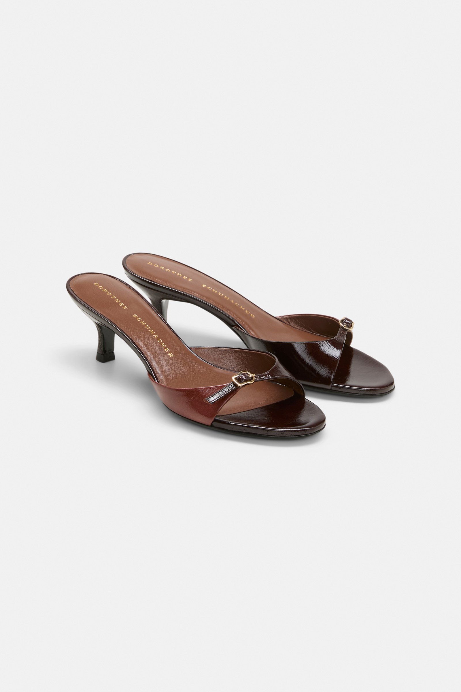Dorothee Schumacher Buckle strap kitten heels bordeaux/rust/tan mix