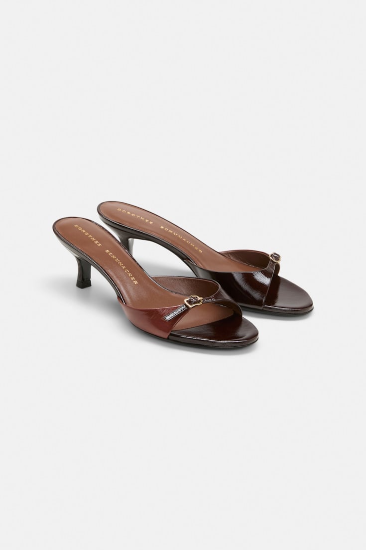 Dorothee Schumacher Buckle strap kitten heels bordeaux/rust/tan mix