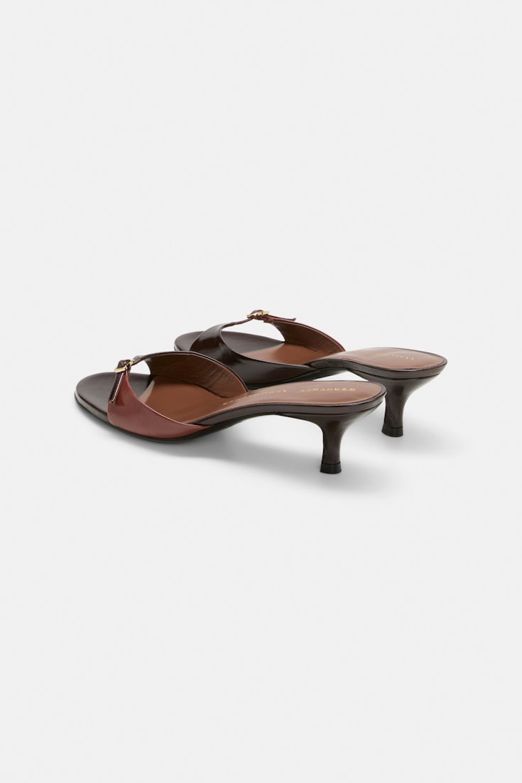 Dorothee Schumacher Buckle strap kitten heels bordeaux/rust/tan mix