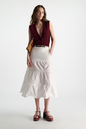 Dorothee Schumacher Wedge sandals bordeaux/rust/tan mix Model Front View