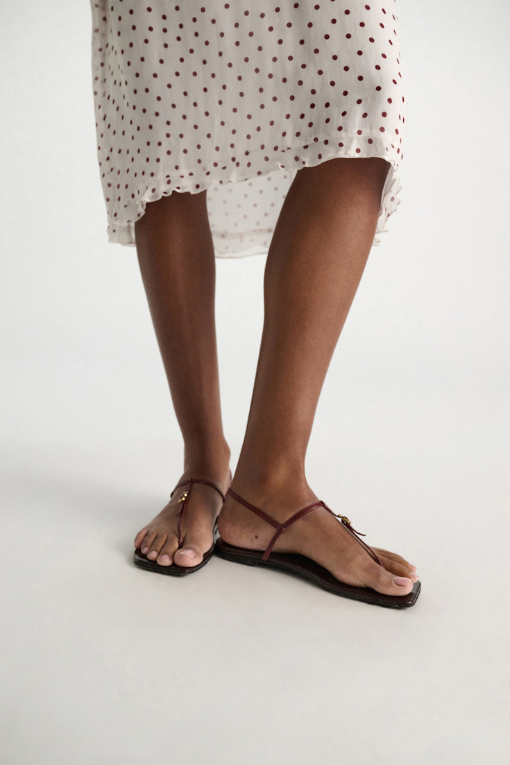 Dorothee Schumacher Toe post buckle sandals bordeaux/rust/tan mix
