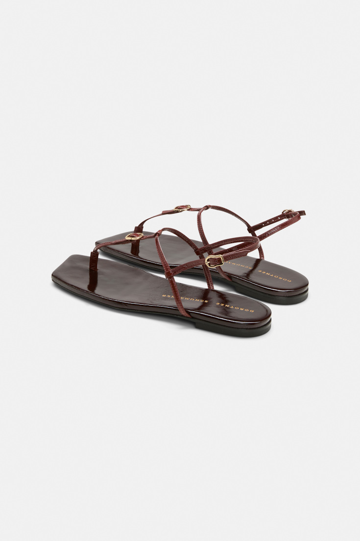 Dorothee Schumacher Toe post buckle sandals bordeaux/rust/tan mix