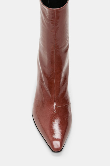 Dorothee Schumacher Crinkle patent leather ankle boots bordeaux/rust/tan mix