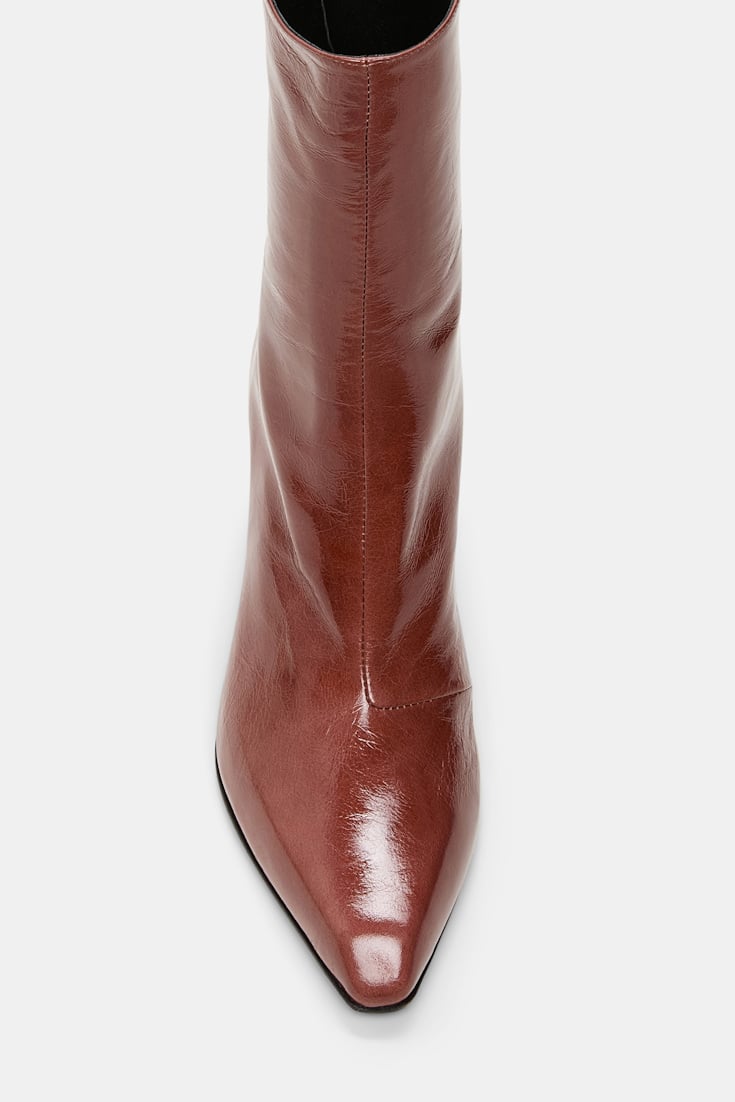 Dorothee Schumacher Crinkle patent leather ankle boots bordeaux/rust/tan mix