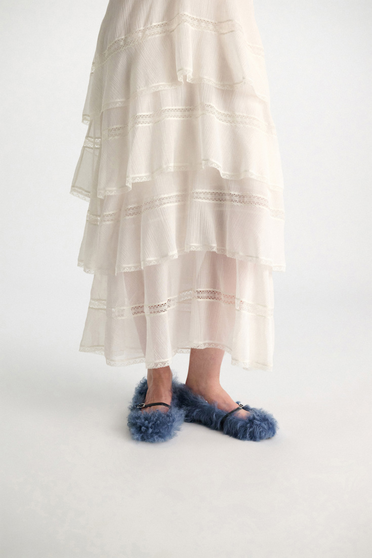 Dorothee Schumacher Curly sheepskin Mary-Janes cornflower