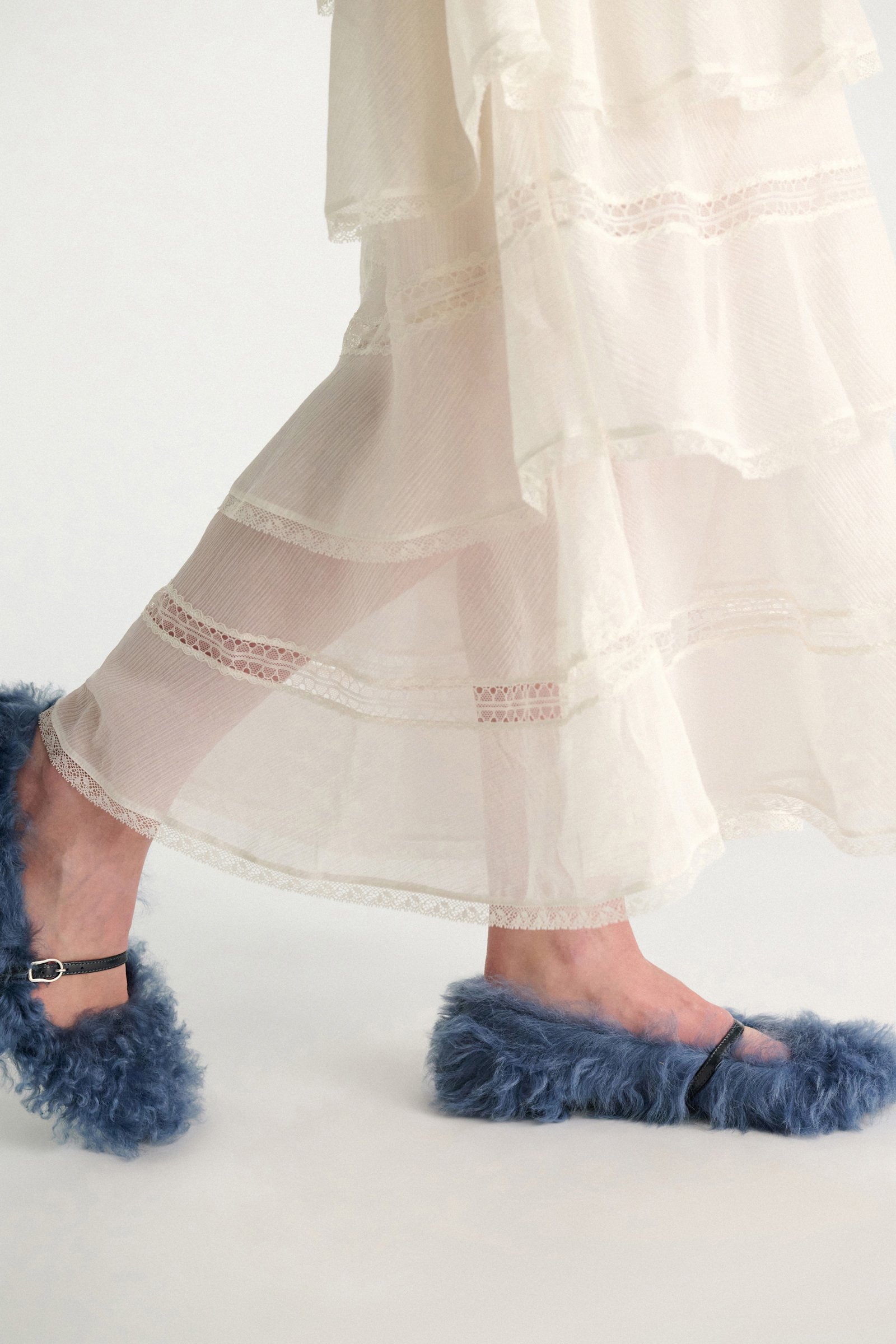 Dorothee Schumacher Curly sheepskin Mary-Janes cornflower