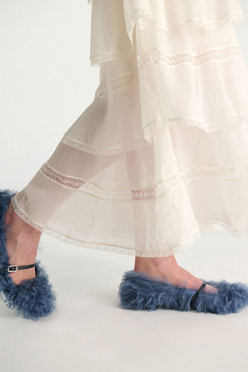 Dorothee Schumacher Curly sheepskin Mary-Janes cornflower