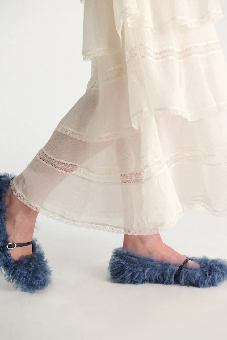 Dorothee Schumacher Curly sheepskin Mary-Janes cornflower