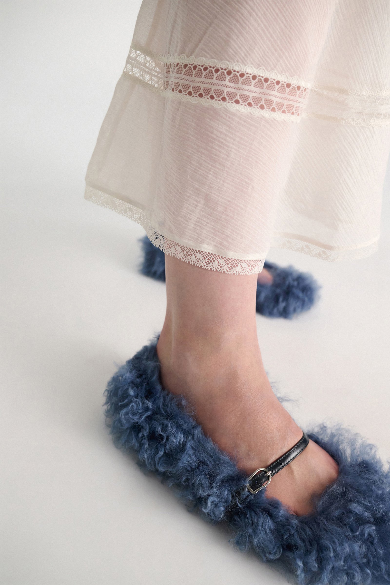 Dorothee Schumacher Curly sheepskin Mary-Janes cornflower