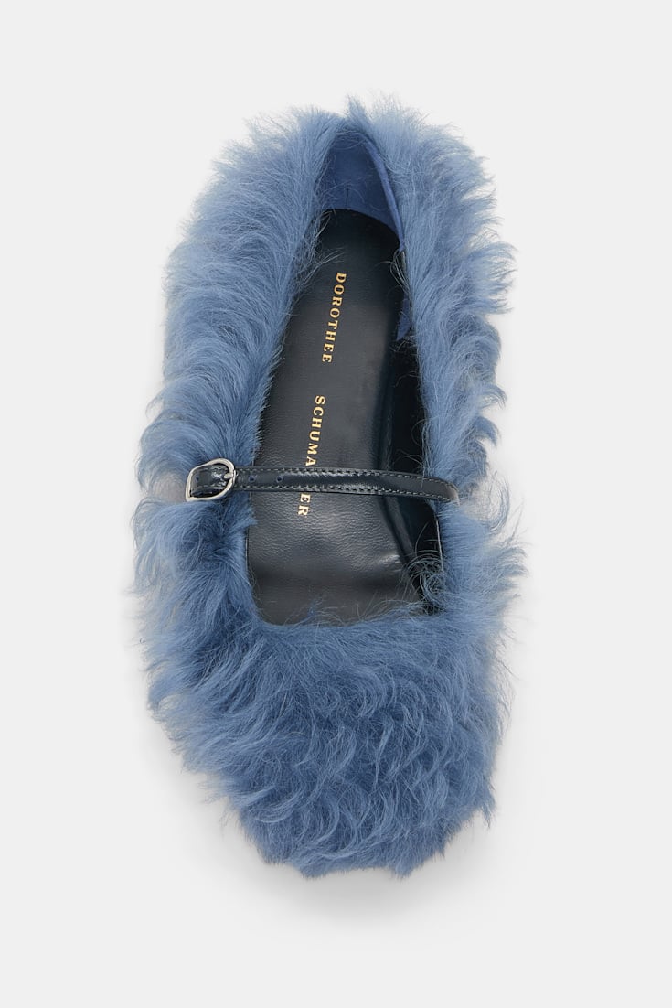 Dorothee Schumacher Curly sheepskin Mary-Janes cornflower