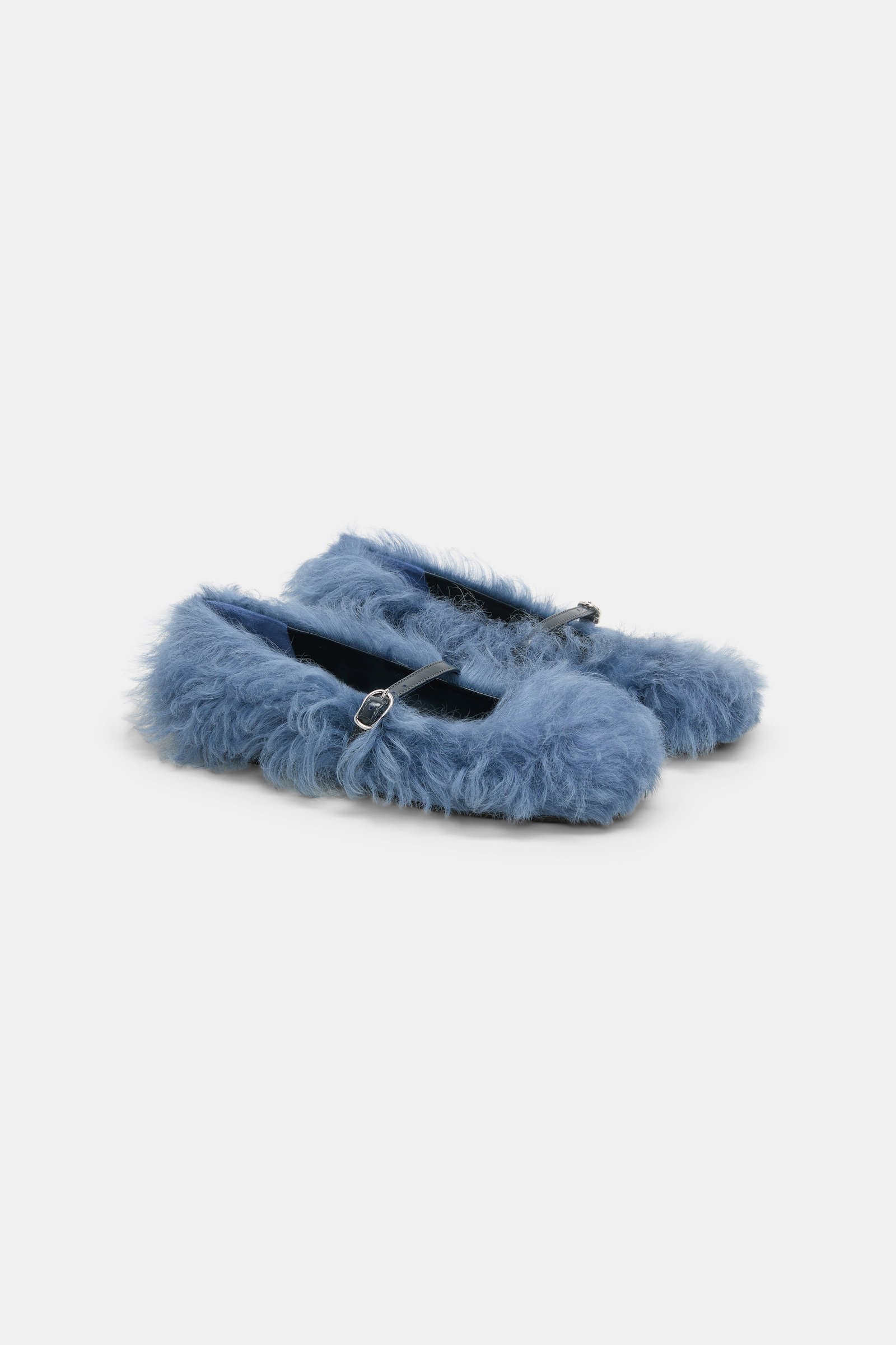 Dorothee Schumacher Curly sheepskin Mary-Janes cornflower