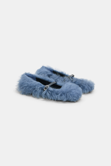 Dorothee Schumacher Curly sheepskin Mary-Janes cornflower