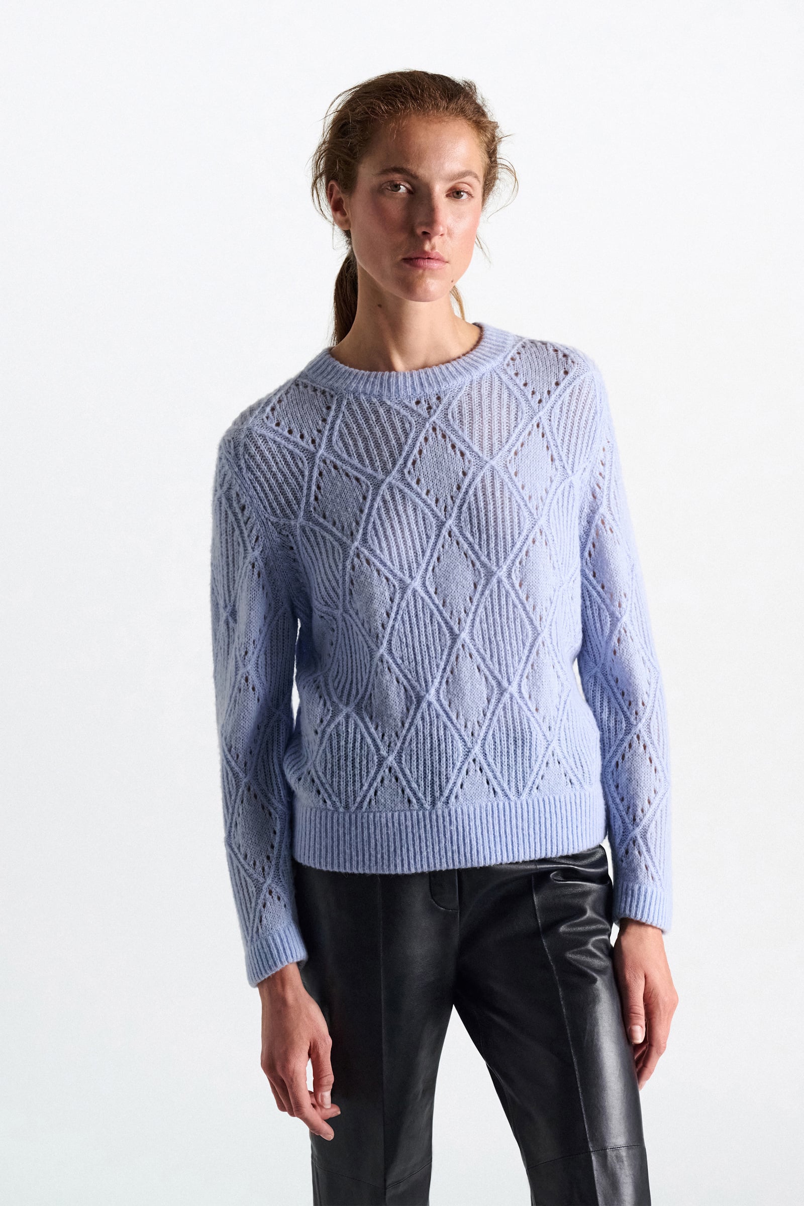 Dorothee Schumacher Textured argyle pullover sky blue