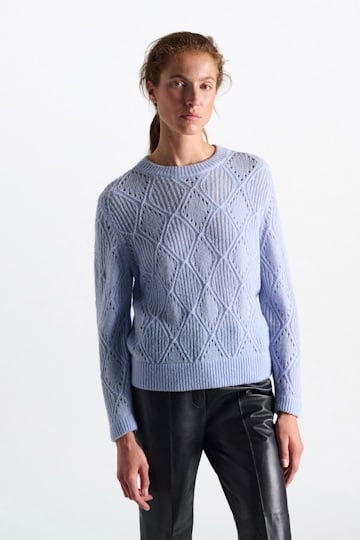Dorothee Schumacher Textured argyle pullover sky blue