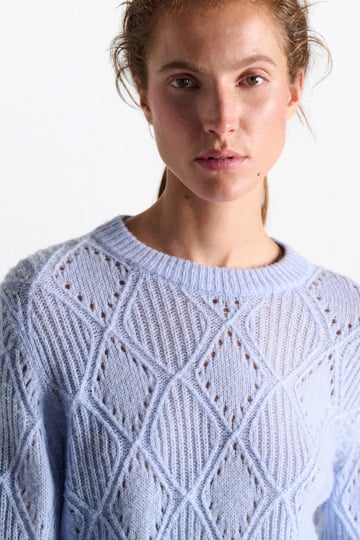 Dorothee Schumacher Textured argyle pullover sky blue