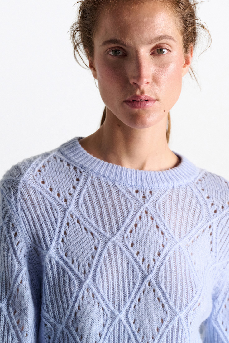 Dorothee Schumacher Textured argyle pullover sky blue