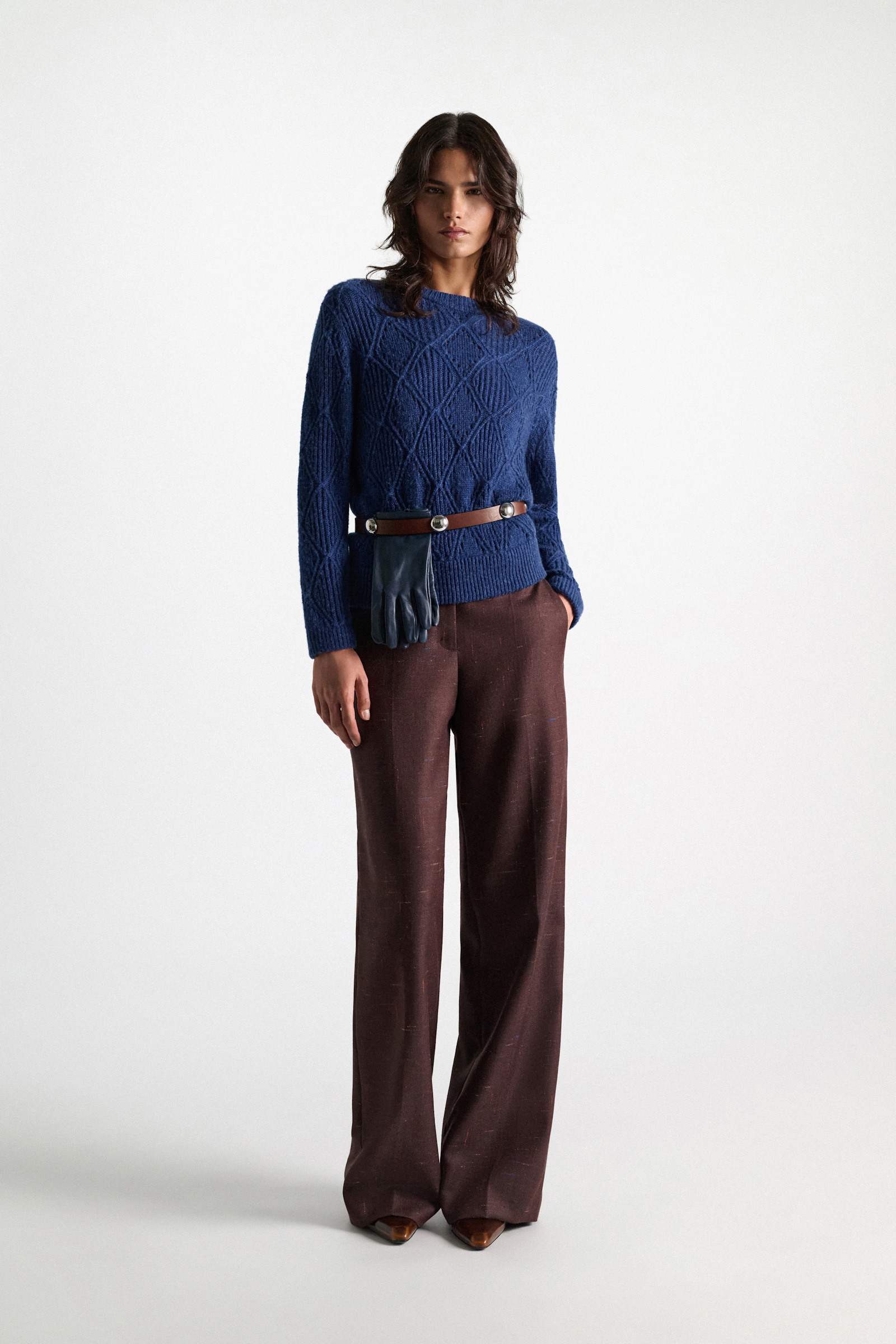 Dorothee Schumacher Textured argyle pullover ocean blue