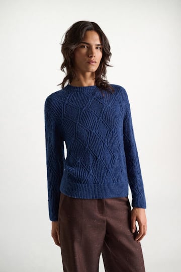 Dorothee Schumacher Textured argyle pullover ocean blue