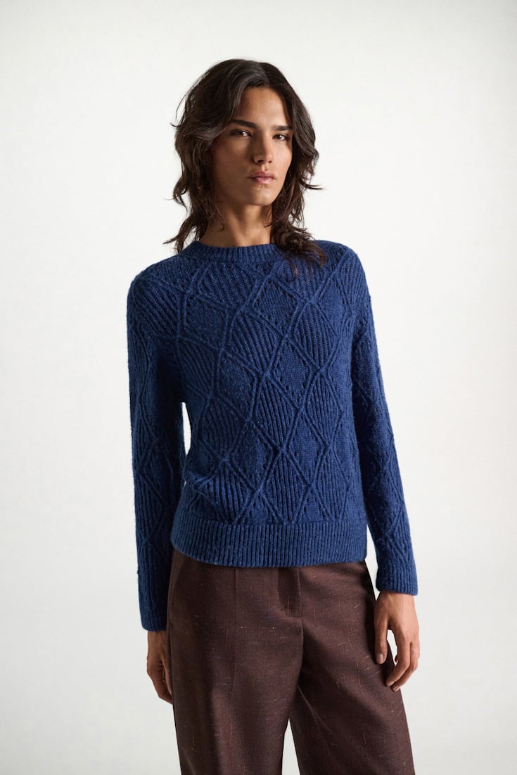 Dorothee Schumacher Textured argyle pullover ocean blue