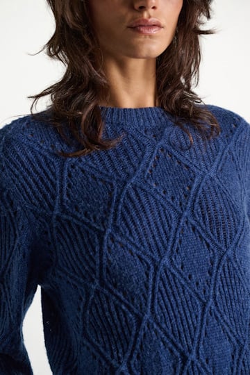 Dorothee Schumacher Textured argyle pullover ocean blue
