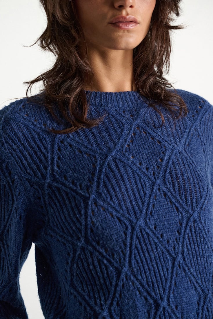 Dorothee Schumacher Textured argyle pullover ocean blue