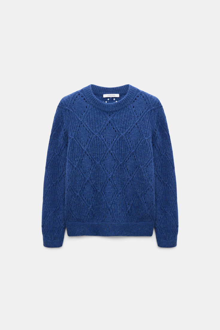 Dorothee Schumacher Textured argyle pullover ocean blue