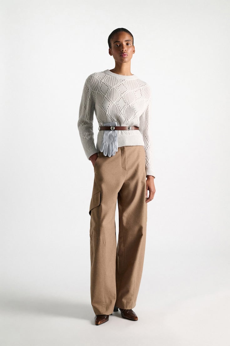 Dorothee Schumacher Textured argyle pullover oyster grey