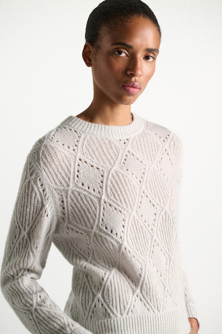 Dorothee Schumacher Textured argyle pullover oyster grey