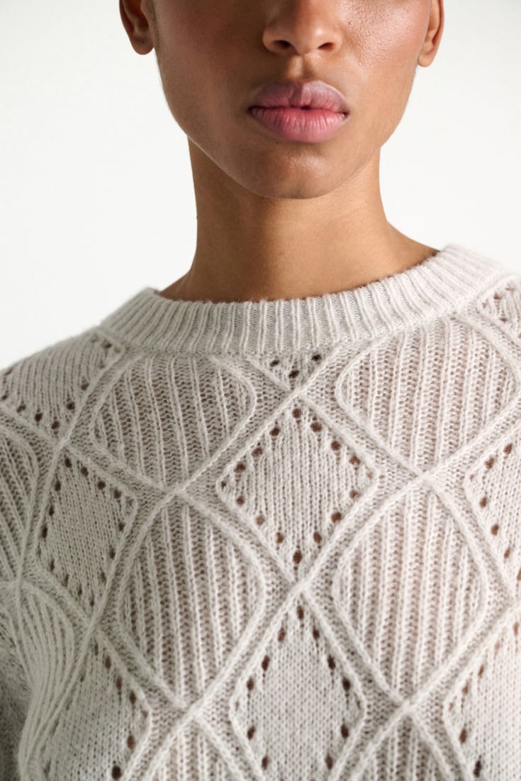 Dorothee Schumacher Textured argyle pullover oyster grey