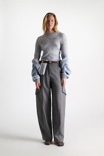 Dorothee Schumacher Merino-cashmere half sleeve pullover blue mouliné