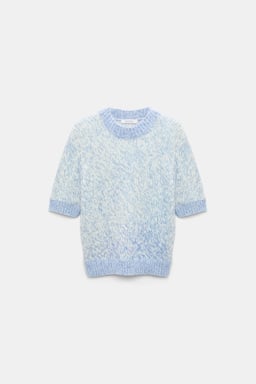 Dorothee Schumacher Pullover mit halben Ärmeln aus Merino und Kaschmir blue mouliné