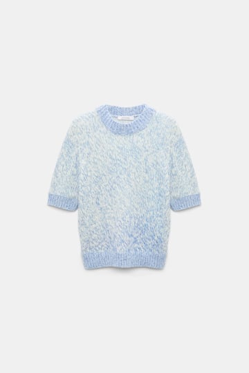 Dorothee Schumacher Merino-cashmere half sleeve pullover blue mouliné