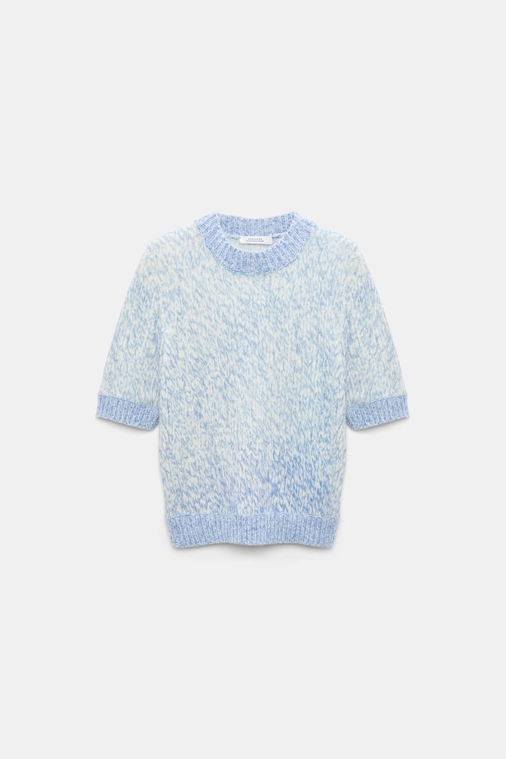 Dorothee Schumacher Merino-cashmere half sleeve pullover blue mouliné