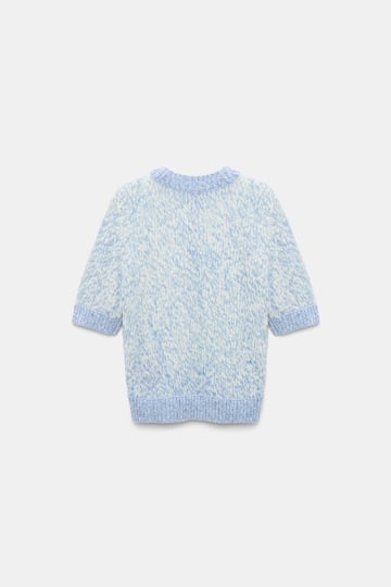 Dorothee Schumacher Merino-cashmere half sleeve pullover blue mouliné
