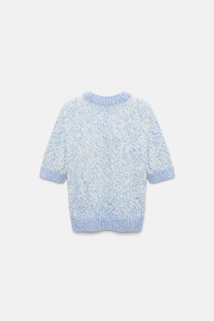 Dorothee Schumacher Merino-cashmere half sleeve pullover blue mouliné