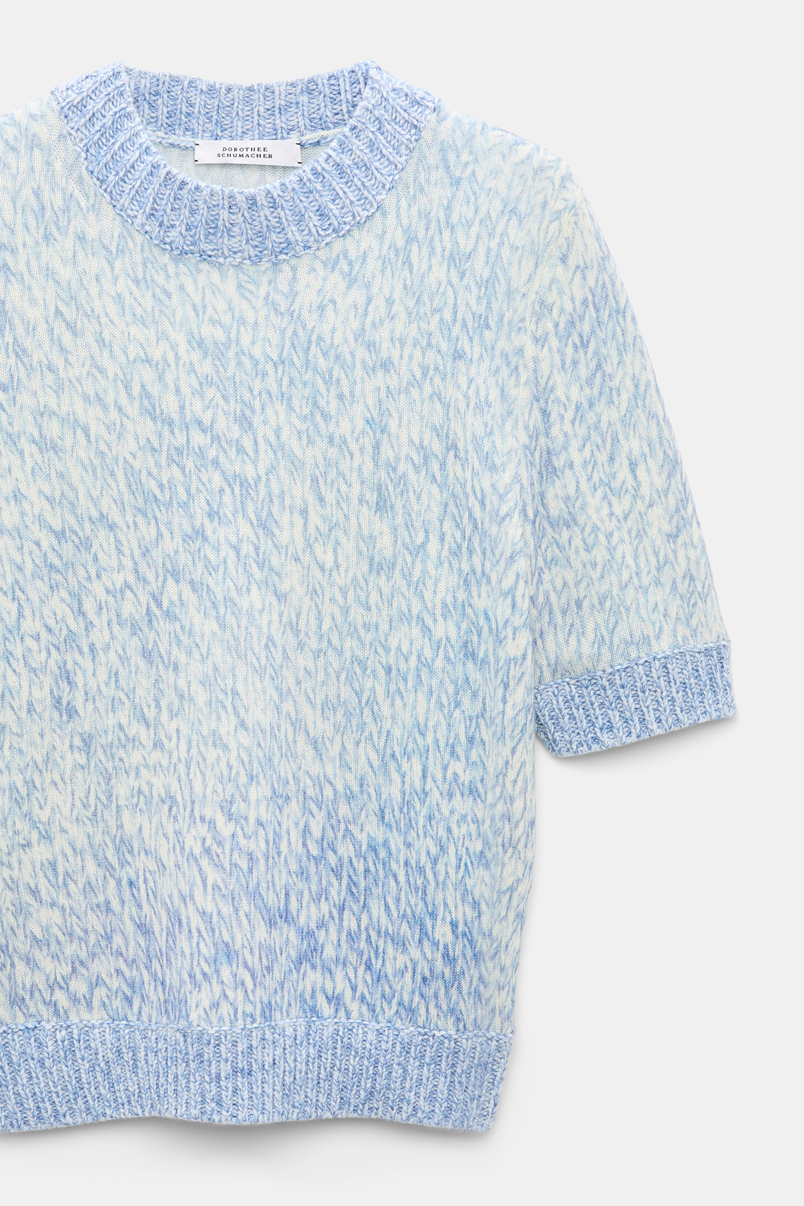 Dorothee Schumacher Merino-cashmere half sleeve pullover blue mouliné