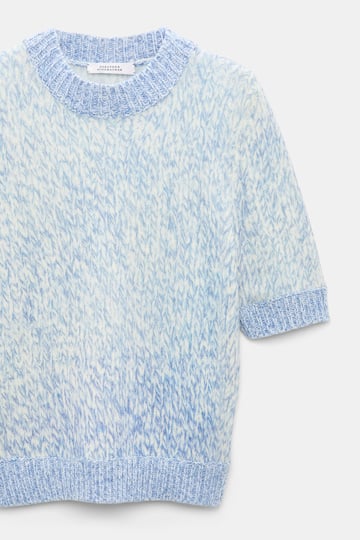 Dorothee Schumacher Merino-cashmere half sleeve pullover blue mouliné