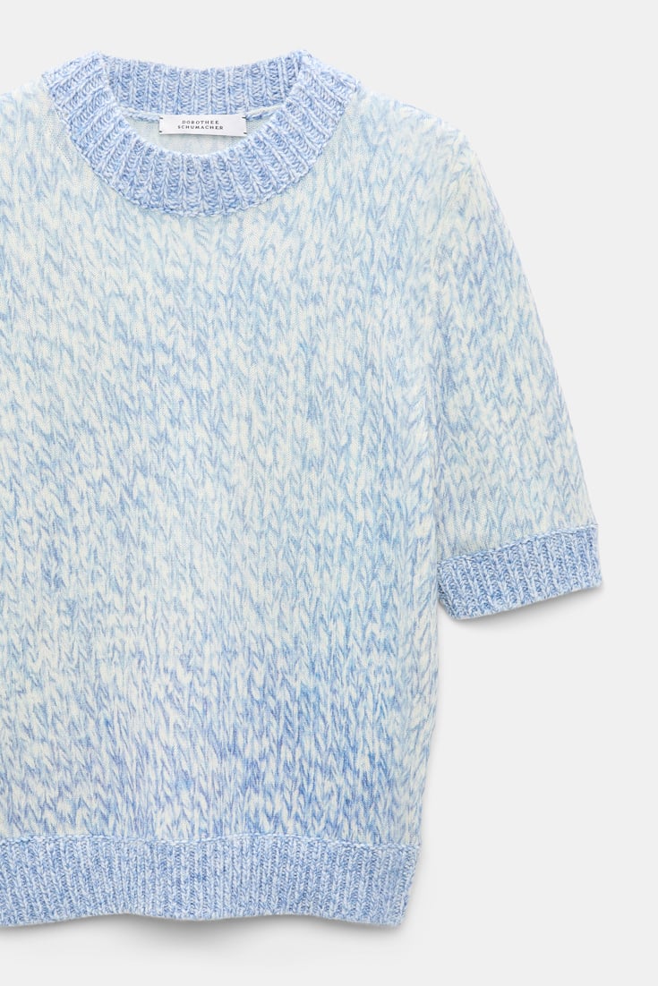 Dorothee Schumacher Merino-cashmere half sleeve pullover blue mouliné