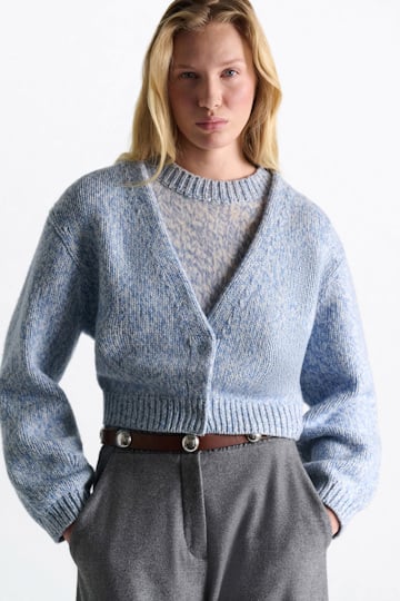 Dorothee Schumacher Merino-cashmere cardigan blue mouliné