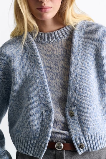 Dorothee Schumacher Merino-cashmere cardigan blue mouliné