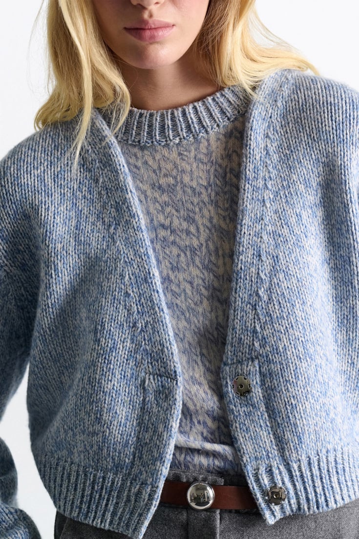 Dorothee Schumacher Merino-cashmere cardigan blue mouliné