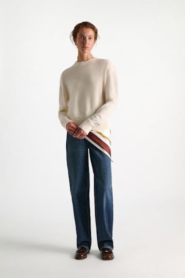 Dorothee Schumacher Merino-cashmere round neck pullover camellia white