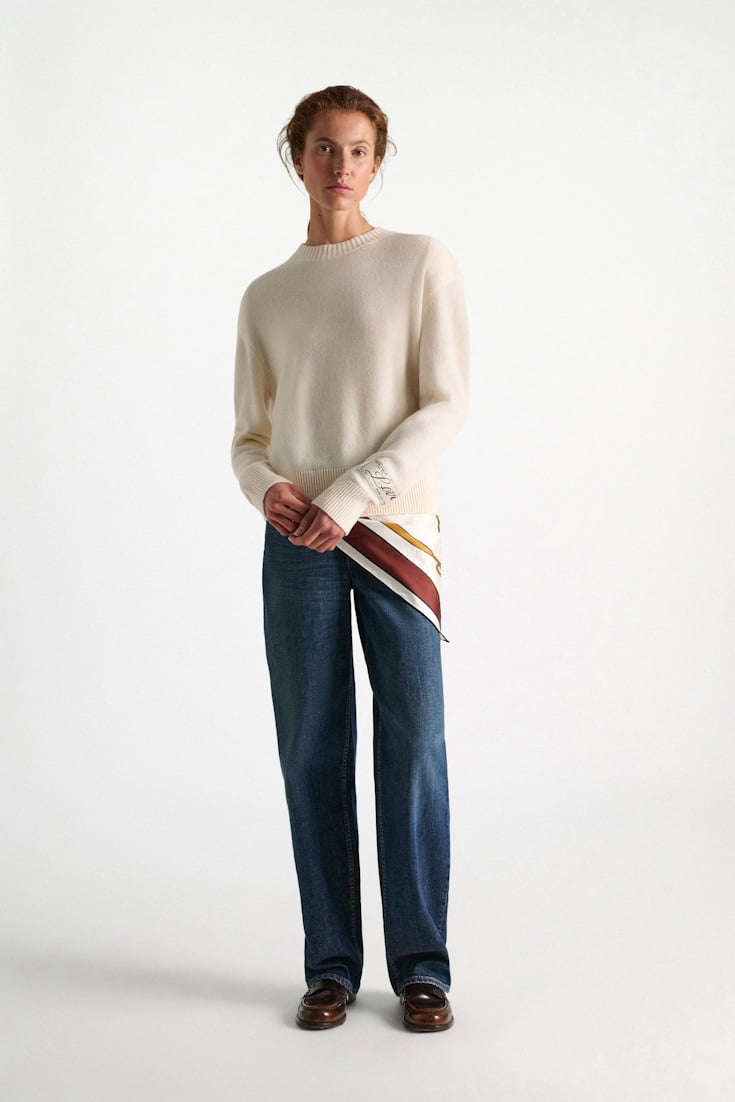Dorothee Schumacher Merino-cashmere round neck pullover camellia white