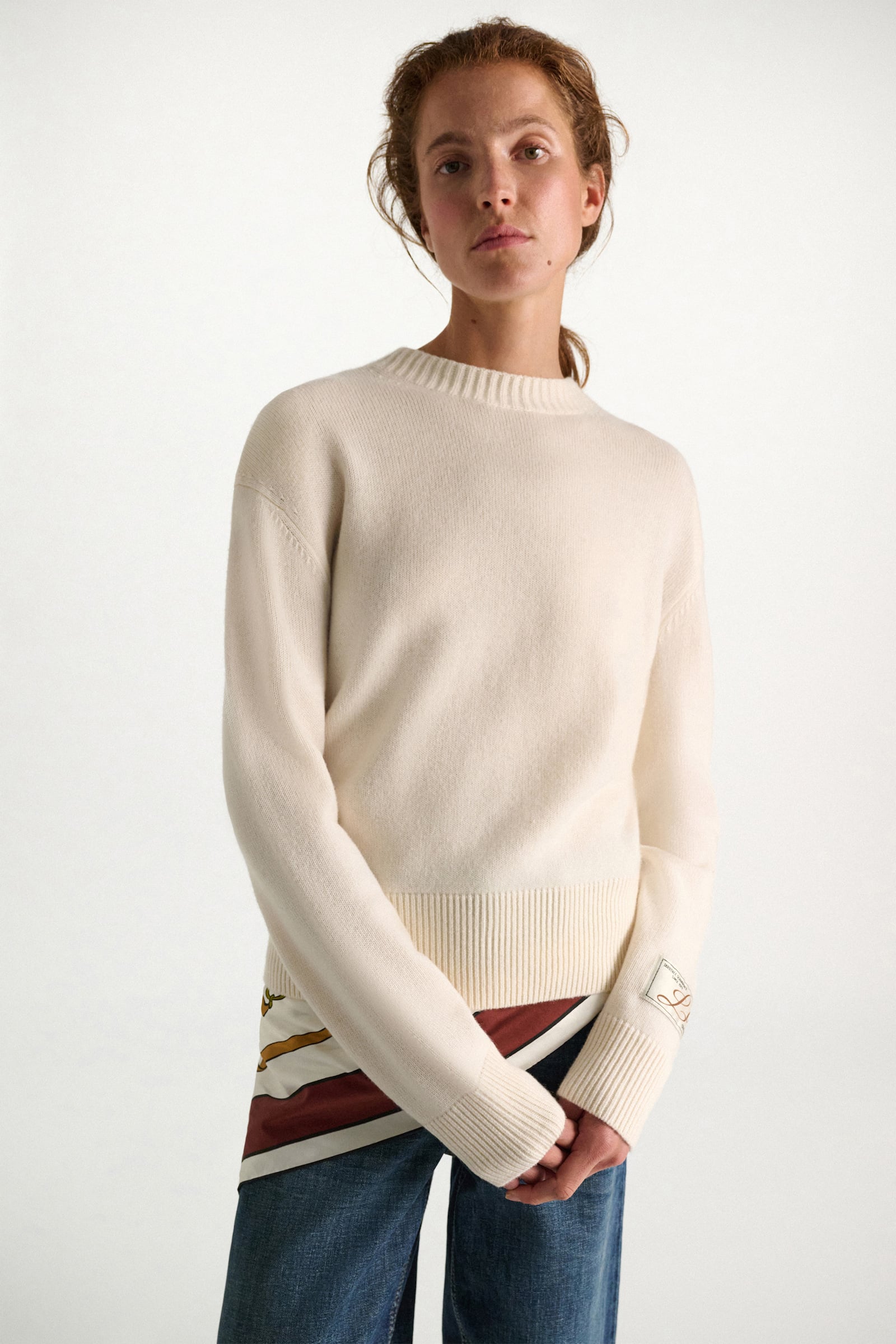 Dorothee Schumacher Merino-cashmere round neck pullover camellia white